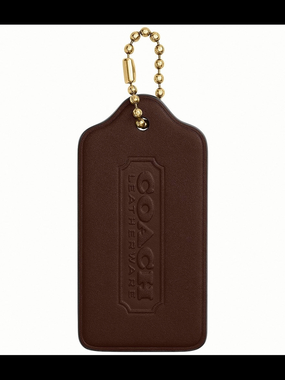 Coach XL Hangtag with Gold Chain, Brown Leather - Factory Wrapped